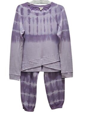 Hem & Thread Fleece Tie Dye Sweatshirt & Jogger Pant Set Small Women's Lounge